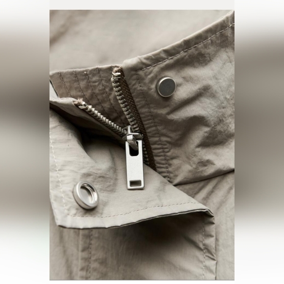 Zara ZW Collection Hooded Parka Water Repellent Jacket Sz-L - Picture 6 of 14